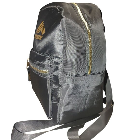 BX Black Nylon Mini Backpack Gold Zippers Logo Compact Gym Travel School Dogwalk - Picture 9 of 9
